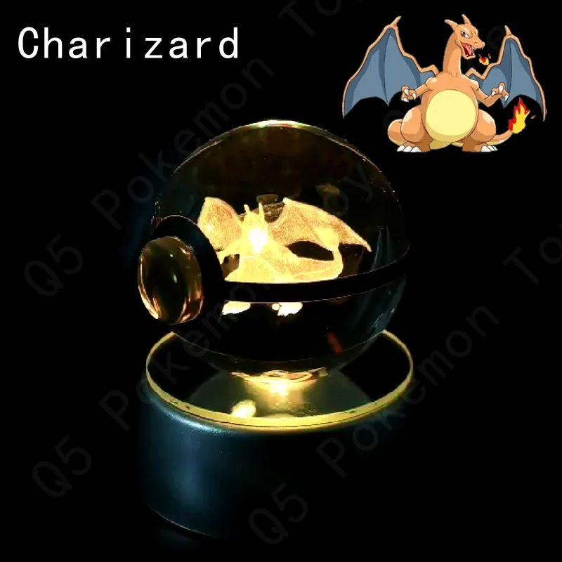 thumbnail image 1 of Bola de cristal de Pokémon 3D de 7 cm y 5 cm, Mewtwo, Pikachu, Gengar, bola de cristal de Pokémon, figura de Pokeball, luz nocturna, lámpara LED, base de regalo, 1 of 5