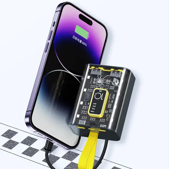High Capacity Punk Mech Style Fast Charging Power Bank Own Line Battery Battery Charger Mobile Phone Accessories Mobile Power 2