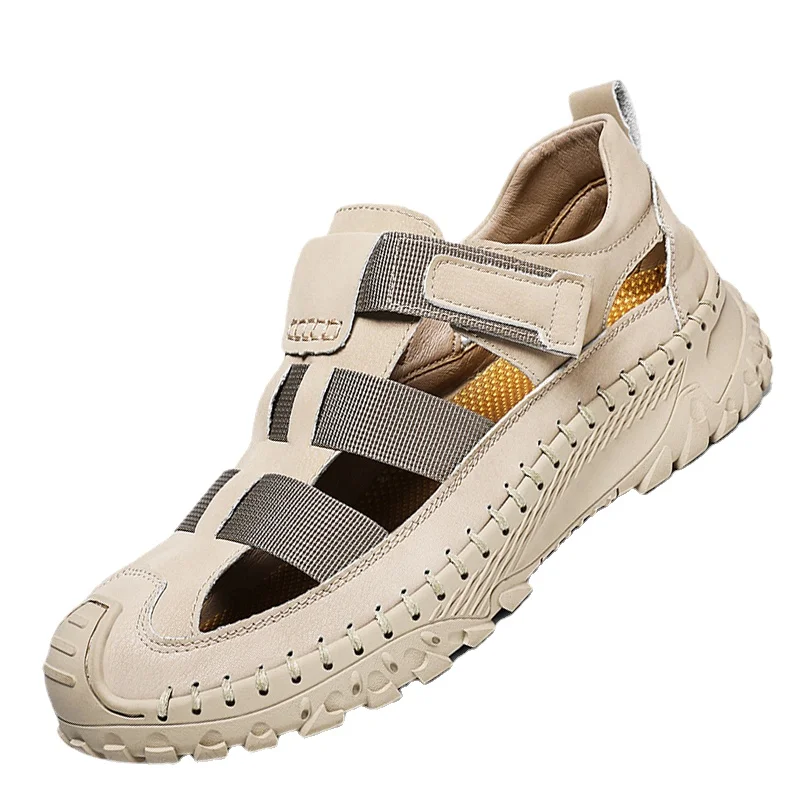 

Summer Men Sandals Casual Luxury Brand Slides Designer Men Sneakers Breathable Slippers Leather Roman Sandals Zapatillas Hombre