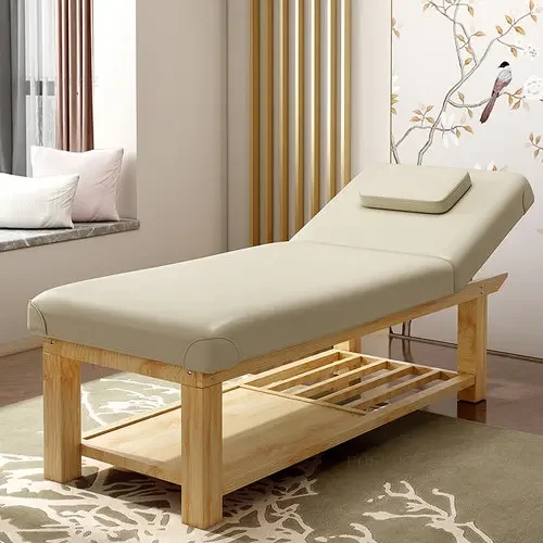 

Solid Wood Folding Massage Tables Aesthetic Stretcher for Salon Portable Body Massage Beds Simple Home Moxibustion Therapy Bed