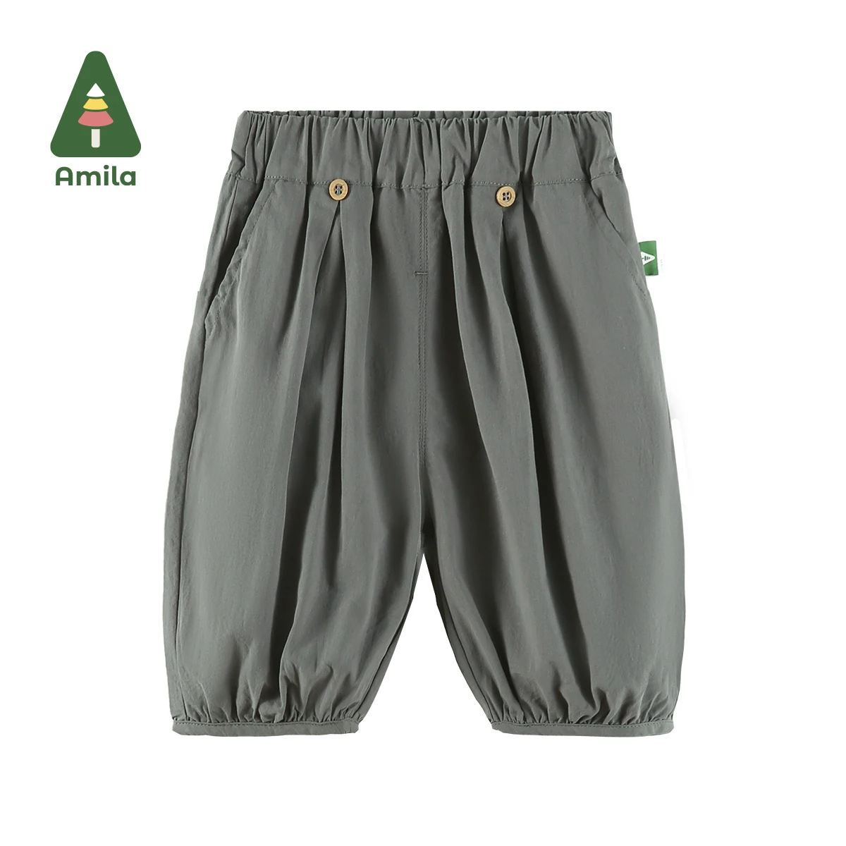 Amila Summer New Boys Bottom solid Color Cotton High Quality Lloose Comfortable Quarter Pants 0-6Y