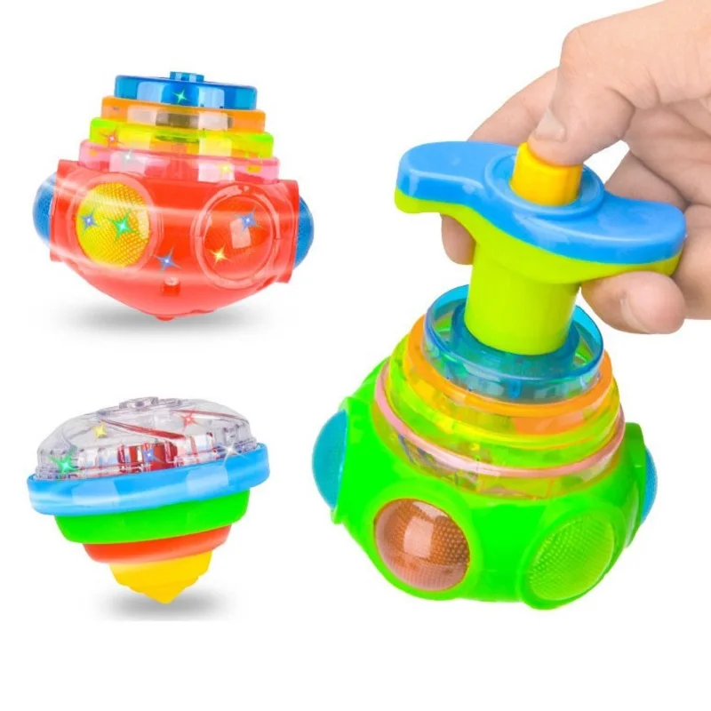 New Bagged round Luminous Toy Light Music Rotating Gyro Random Color One Pack