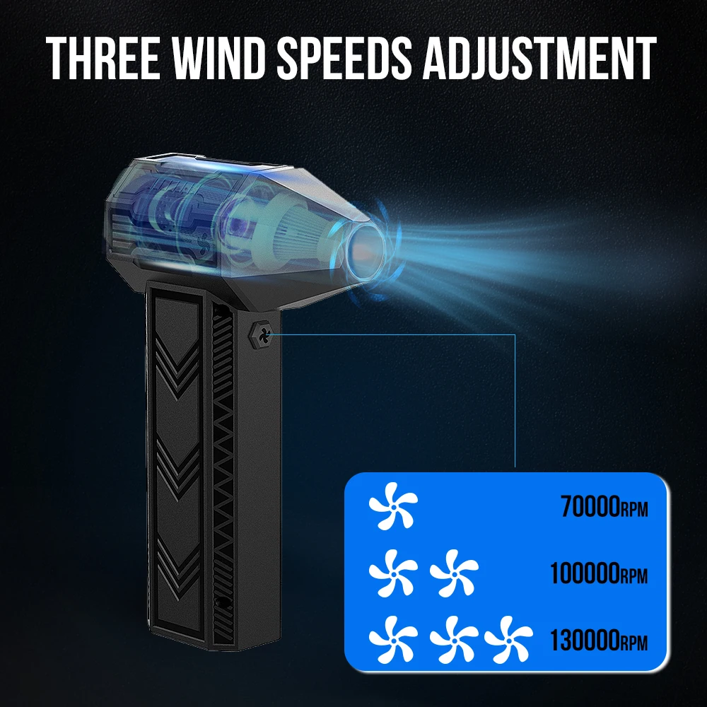 2 In 1 Compressed Air Duster Jump Starter 130000rpm Electric Air Blower Portable Jet Turbo Fan Dust Snow Blower 7200mAh Battery