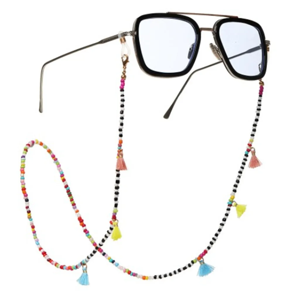 Glasses Chain Multi-color Beaded Anti-lost Lanyard Mask Strap Necklace Tassel Hanging