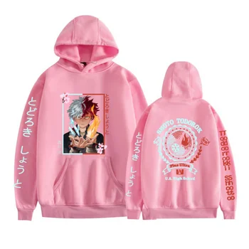 النمط الياباني My Hero Academia Anime Print للجنسين أزياء فضفاضة مقنعين شريط مزدوج البلوز 5