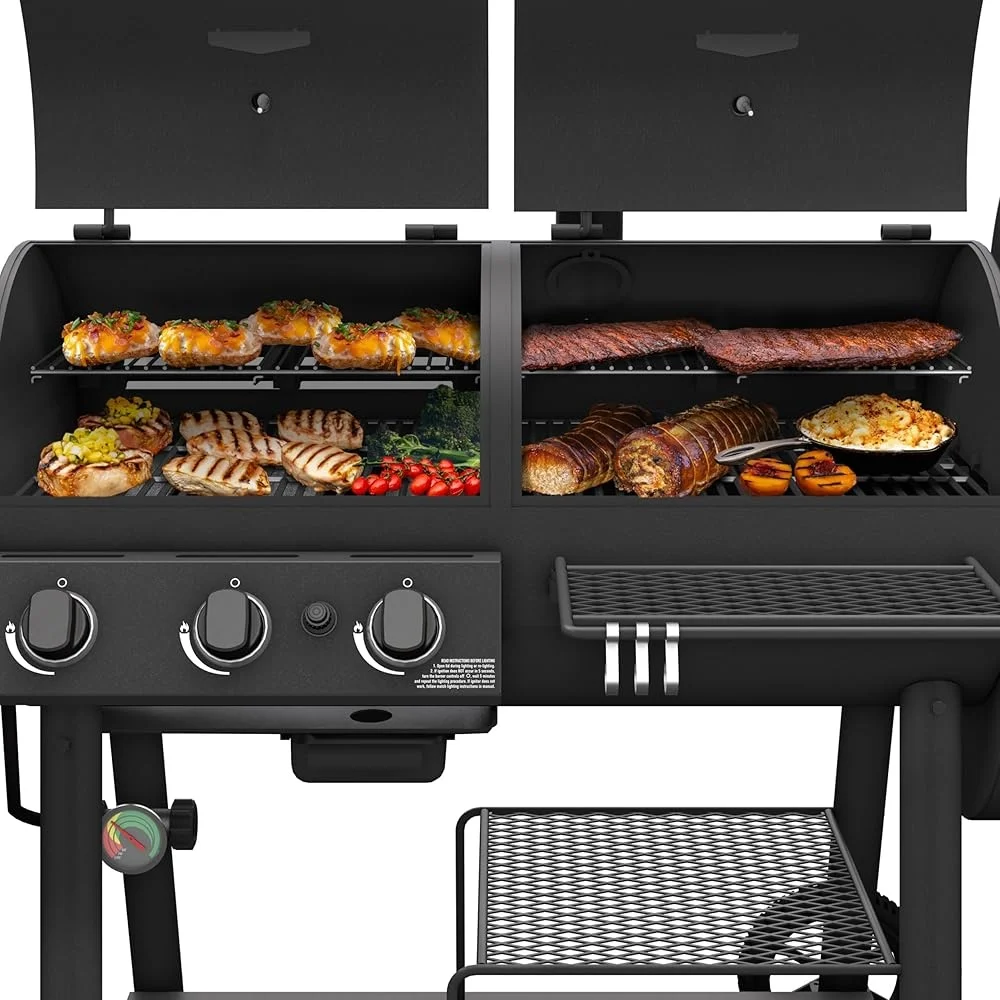 Canyon Deluxe Charcoal Propane Gas Combo Smoker Grill 5