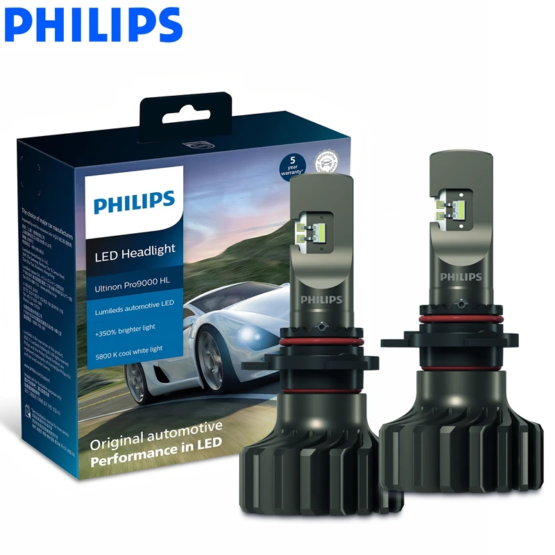 หลอดไฟรถยนต์ Philips Ultinon Pro9000 รุ่นใหม่ Gen2 9012 HIR2 LED +350% ความสว่าง หลอดไฟอัตโนมัติ 5800K สีขาว Lumileds LED DRL 20W 1