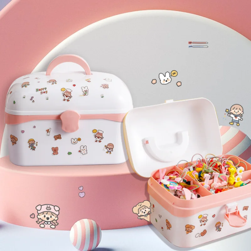 Children's Hair Accessories Storage Box Rubber Band Headdress Desktop  Finishing Jewelry Case (small