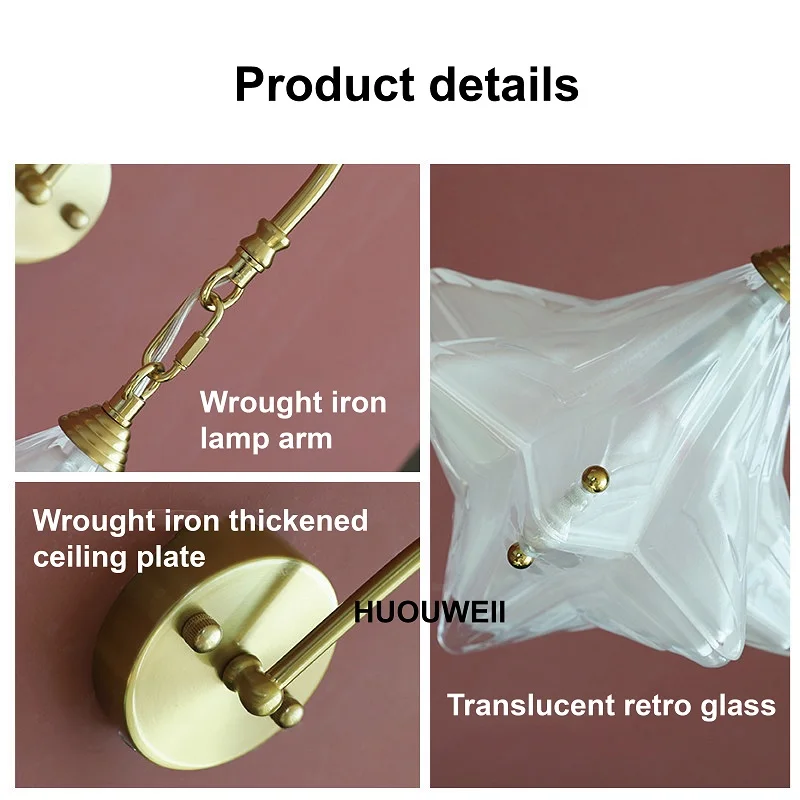 Retro Glass Star LED Wall Lamp 2