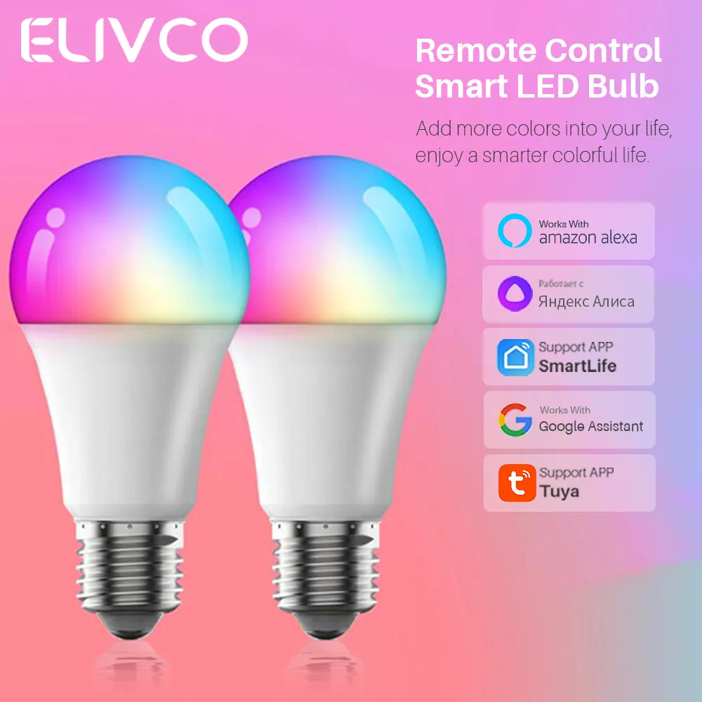 Tuya 스마트 전구 E27 WiFi 디밍 가능 LED 전구 Bluetooth/Zigbee RGBCW 100-240V 스마트 라이프 App 제어 지원 Alexa Google Hom
