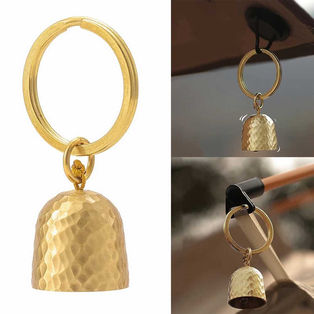 Brass Bear Bell With Key Chain Camping Protection Clear Sound Loud Bear Bell for Hiking Cycling Camping Decoration Pendant