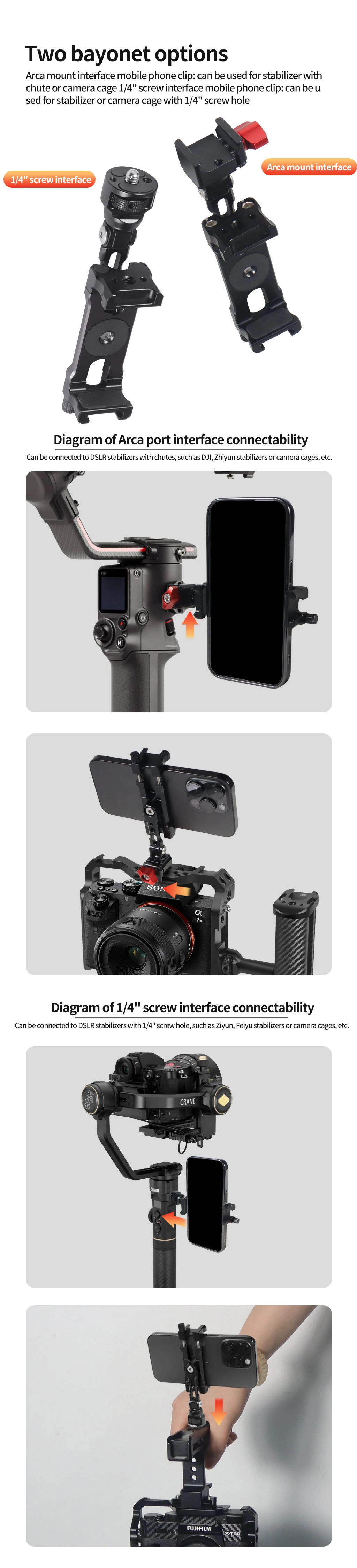 Description Picture 5 of itemNATO Rail Clamp Mobile Holder Cold Shoe Mount Clip for Smartphone Camera Cage Rig for DJI Gimbal RS3 RS4 Monitor Tripod Bracket