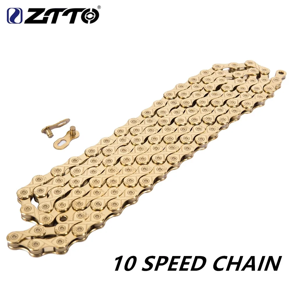 

ZTTO 20s 30s 10 Speed Chain Car Titanium Nitride Coated Gold Bicycle Parts Mountain Bike Road Bike CompatibleWEIGHT: Around 270g