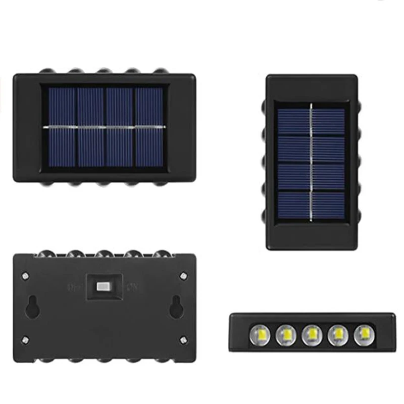 Christmas10/8/6/4LED Solar Wall Lamp Outdoor Waterproof Up and Down Luminous Lighting for Garden Fence Decoration Sunlight Light 3