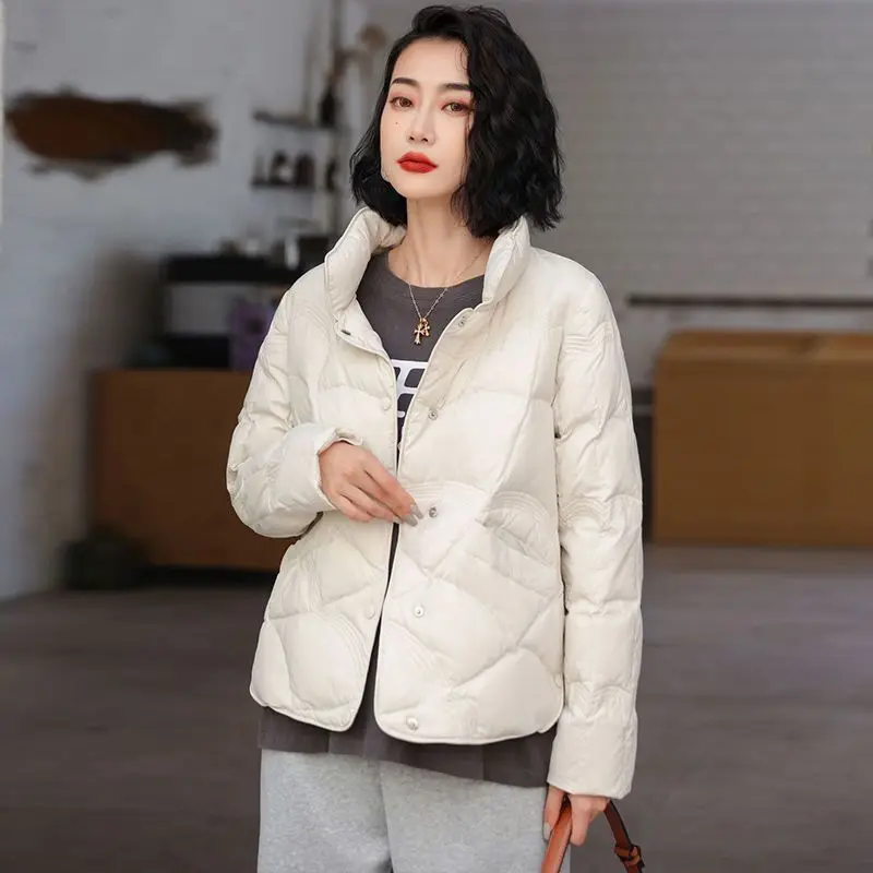 Winter Women Clothing Down Jackets Warm Lightweight Coats Quilted Jacket Parkas Single-breasted Long Sleeves Korean Chic