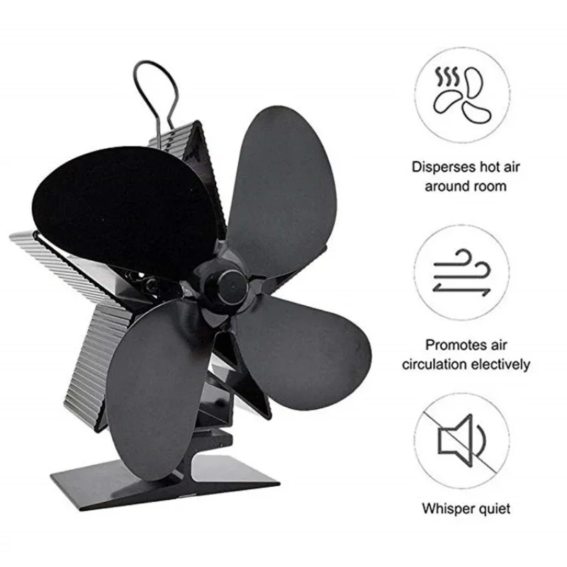Christmas Star Metal Heat Dissipation Silent Thermal Power Four Leaf Stove Burner Wooden Fan