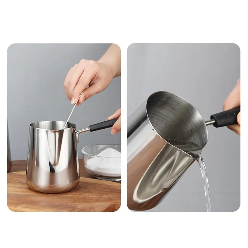 600ml/1000ml Stainless Steel Milk Pan Chocolate Butter Melting Pot Lengthened Heat-insulated Handle