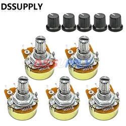 Enhanced Potentiometer Resistor Set with White Knobs - 5 - Pack, 15mm, 3 - Pin Variable Resistors (1K - 100KΩ) - 500K Ohm