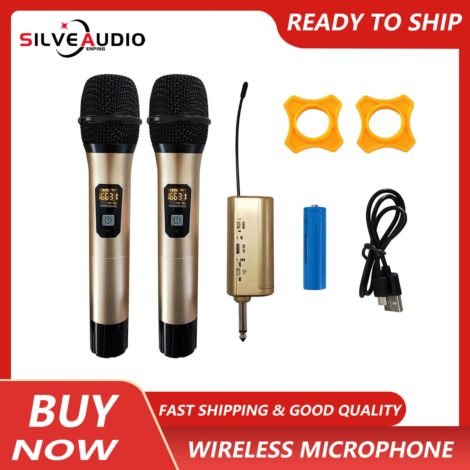 Gaw-009B Professionale Wireless Doppio Microfono Ricevitore A Cinghia Karaoke Stage Performance Family Microfono Portatile