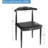 Mid Century Dining Chairs Armless with Backrest Modern Kitchen Chairs Metal Legs Fabric Leather Seat Set of , Black 2