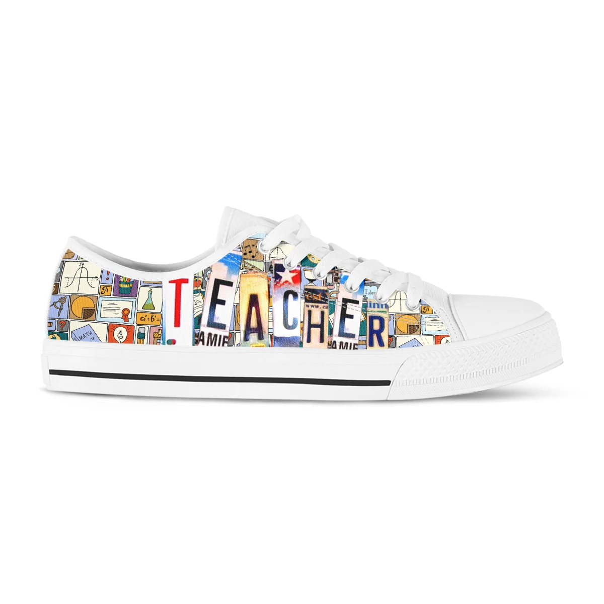 License Plate Teacher Print Women's Shoes Low-top Canvas Shoes New Shoes Summer Casual Breathable Thin Board Shoes