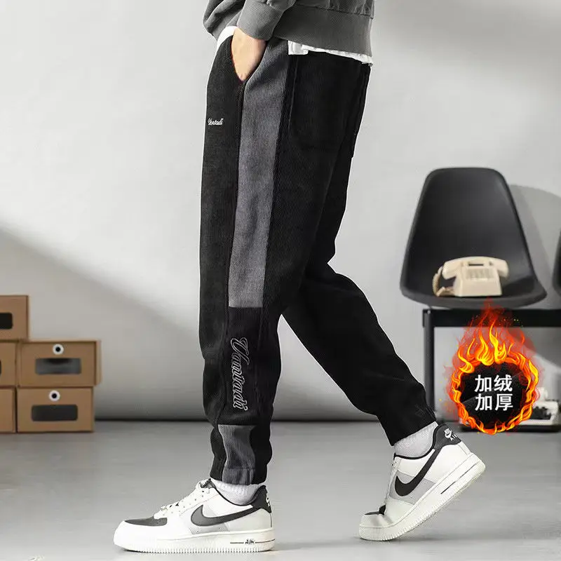 2023 Autumn Winter New Solid Color Fashion Elastic Waist Haren Pants Man High Street Casual Loose Pocket All-match Sweatpants