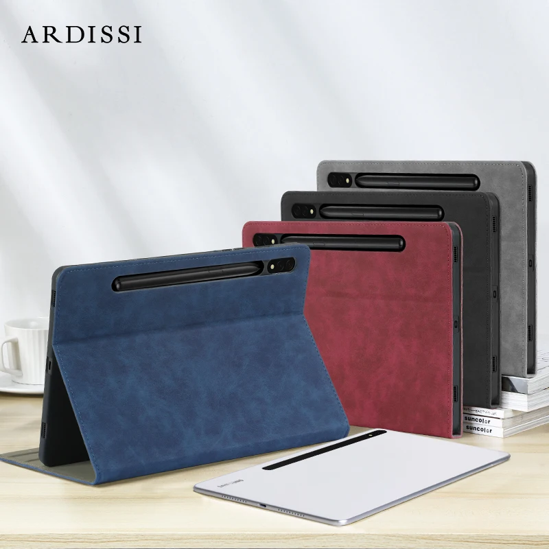 Ardissi Microfibra pu Couro Flip Sleeve Tablet Stand Case Capa Não-magnética para Samsung Galaxy Tab s8 Plus s7 fe Livro Folio - Imagem 2