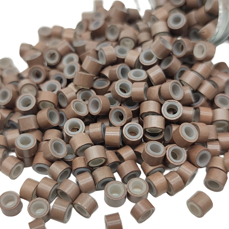 100Pcs 헤어 익스텐션에 대 한 실리콘 라이닝 마이크로 링 5*3*3mm 알루미늄 반지 헤어 링크 비즈 헤어 드레싱 액세서리