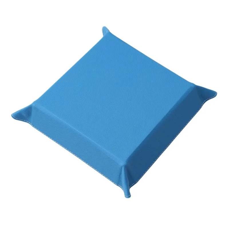 Rolling Folding Square Hexagon Dice Game Storage Tray Holder Double Sided Thick PU Leather Dice Mat Office Supply For Small Item 5
