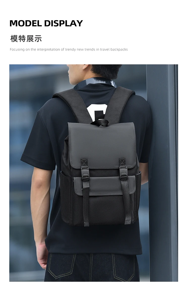 Verschleißfester Herrenrucksack mit großem Fassungsvermögen, Business-Pendler-Reiserucksack mit mehreren Taschen, stilvoll und einfach, erhältlich in Grau und Schwarz – Detail 15