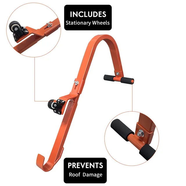 KUNCAIISH 2-Pack Ladder Roof Hooks With Wheels – Heavy-Duty Steel Stabilizer, Rubber Grip, 500 Lb Capacity