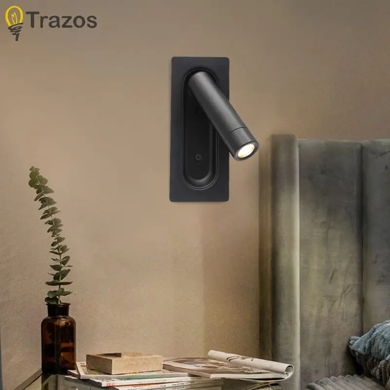 Lampada da comodino moderna e semplice per camera d'albergo, camera da letto, soggiorno, studio, lampada da lettura, protezione per gli occhi incorporata, lampada da parete girevole - immagine 5