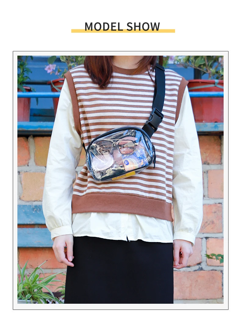 TINYAT Klar Taille Tasche Frauen Geldbörse Große Telefon Fanny Pack Sport Reise Damen Gürtel Tasche Pouch Transparente PVC Banana Bum tasche – Detail 9
