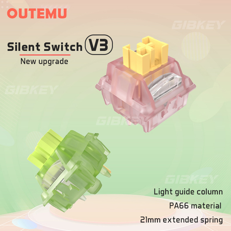 Outemu Silent Peach V3 Switch Lubed Mute Lemon V3 Switches Mechanical Keyboard Linear Tactile 5Pin Hot swap Pre Lubed PA66 POM