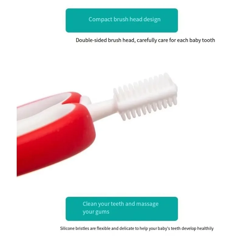 Baby Teether Fruit and Vegetable Bite Le Silicone Teether Stick Baby Kids Cute Apple Shape Silicone Toothbrush