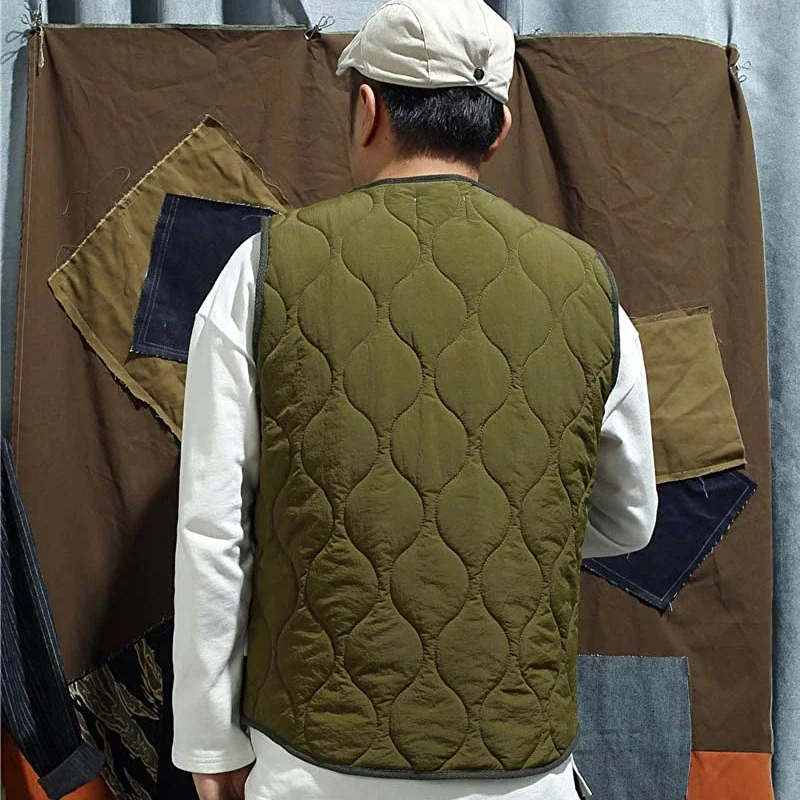 Cotton Padded Vest Mens Sleeveless Quilted Jacket Thick Warm Fashion Casual Outerwear Men Autumn Winter 3