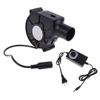 Ventilatore per barbecue piccolo 220V 7,5 cm con raccolta dell'aria Ventilatore per barbecue portatile a velocità regolabile Tubo antivento per campeggio all'aperto 1