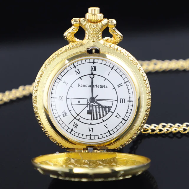 luxury golden Quartz Pocket Watch Pendant Necklace Fob Chain Watch