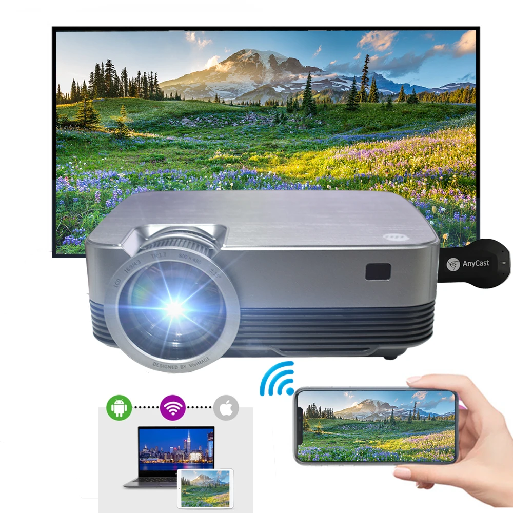 

Top LED Projector for Home Theater Portable Sync Phone Smart MINI Proyector Compatible Stick Anycast Android TVBOX C480 Video