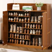 Bamboo Shoe Storage Cabinet with Doors, 7 Tier Free Standing Shoe Rack, 36-40 Pairs Cabinet, Entryway Organizer 1