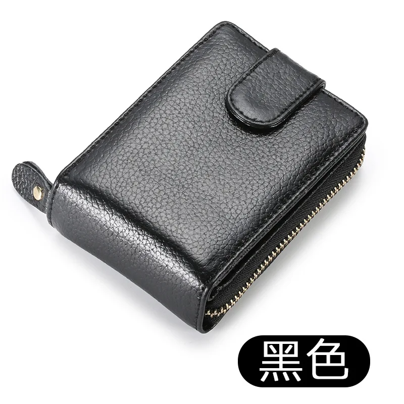 Top Layer Cowhide Wallet RFID Anti-theft Brush Credit Card Bag Genuine Leather Purse ID Card Holder Case Driver's license cover