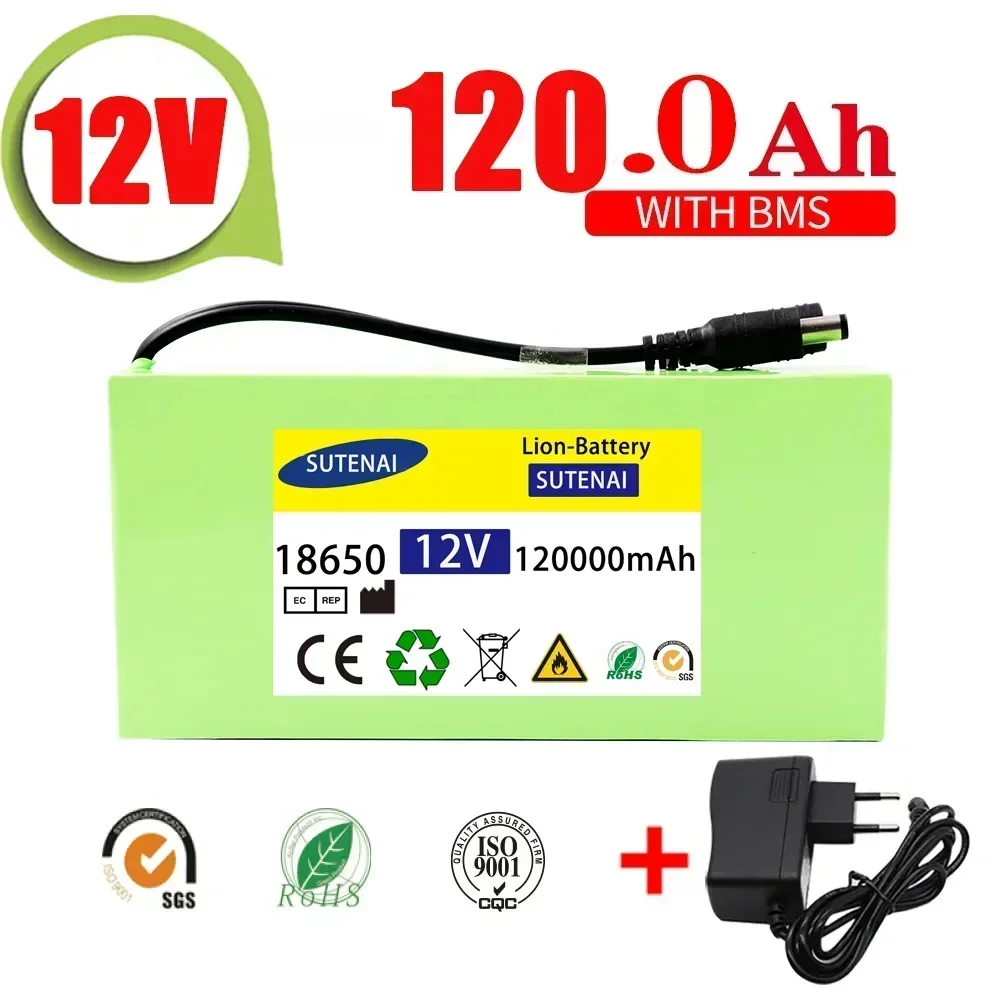 Spedizione Gratuita 12V 120000Mah Power Bank Portatile Dc 12 6V 120Ah Con Spina Ue 12 6V 1A Caricabatterie Cavo Testa Bus Dc