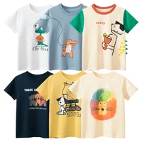 Dropshipping 2025 Summer New Boys' T-Shirts Animal Pattern Value Children Tops Short Sleeve Cotton Kids Clothes 2-10 Years Old 1