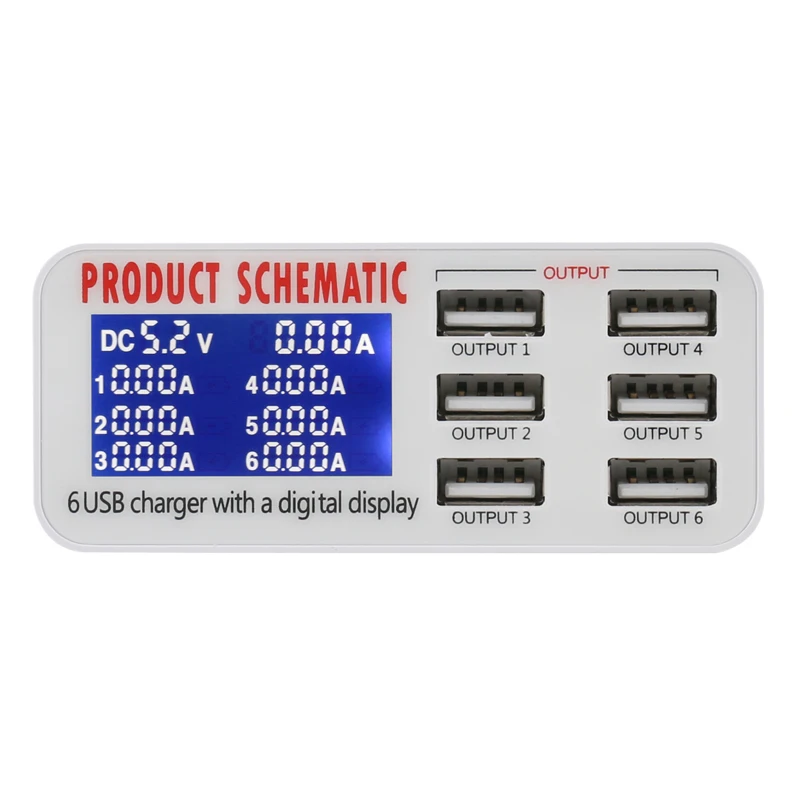

6 Port Multi USB Fast Charger Station For Mobile Phone IPhone Samsung Quick Charge Digital Display