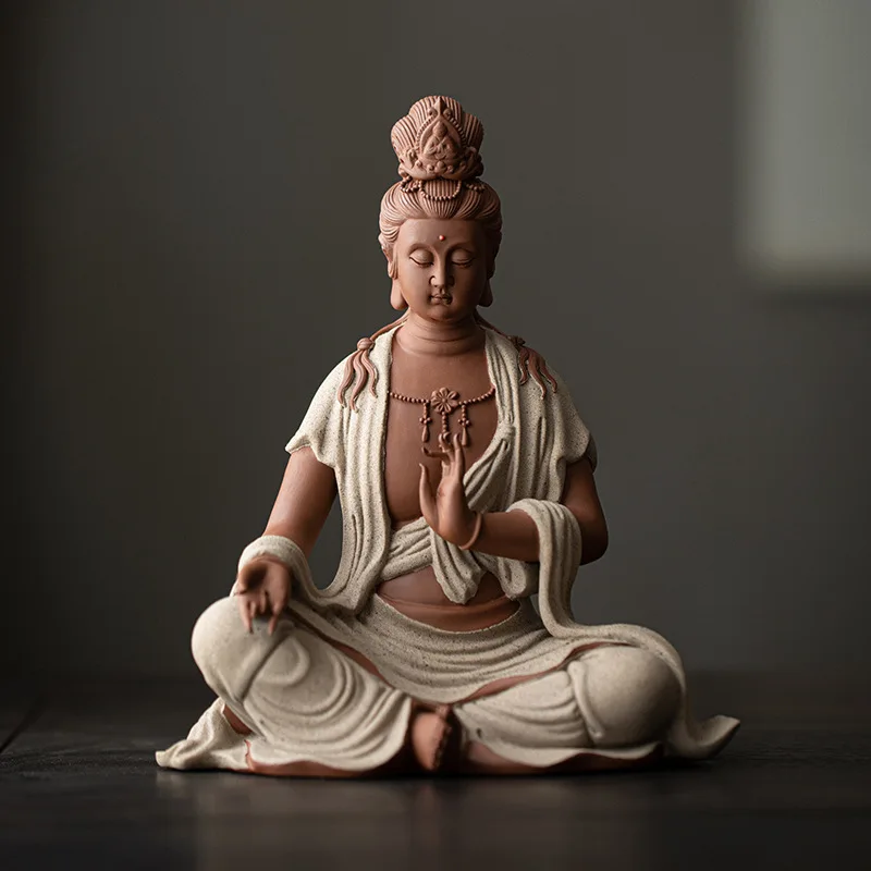 Guanyin Bodhisattva Ornaments, Ceramic, New Chinese Zen Style, Living Room, Foyer Decoration, Household Buddha Statue, Handicr