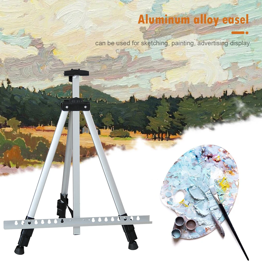 Folding Painting Easel Frame Portable Tripod Display Aluminium Adjustable Bracket for Outdoor Travelling Ornaments sketch easel