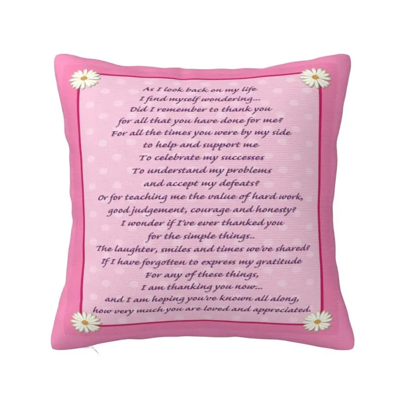 

Happy Mother's Day Poem Pillow Case Decorative Nordic Cushion Cover Car Pillowcase
