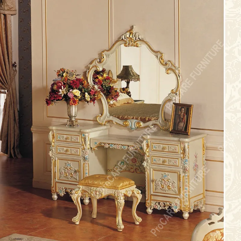 French solid wood carved princess European luxury wedding dressing