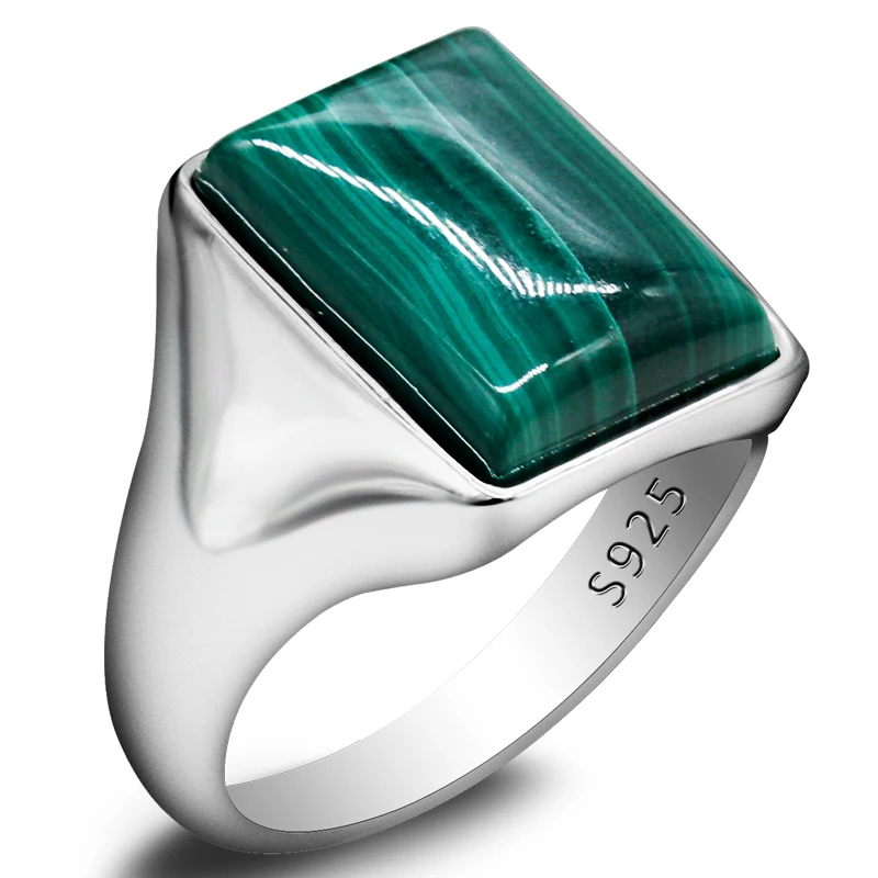 Bagues en argent sterling avec malachite, tailles 6, 6,5, 7, 8,5 - France