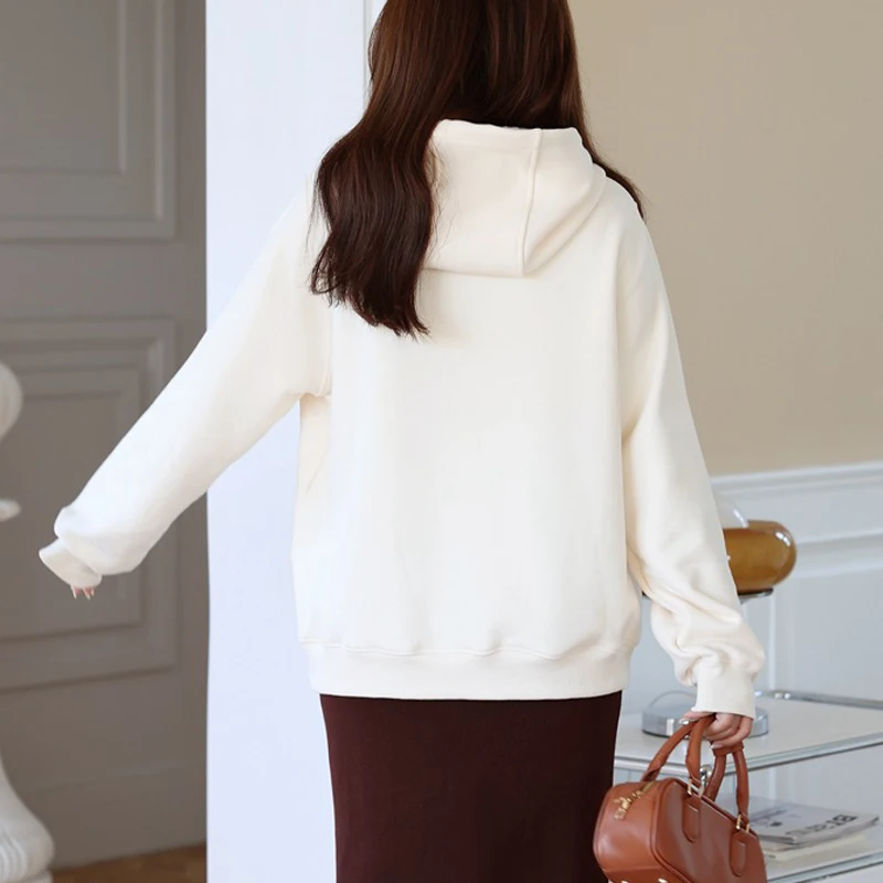 Plus Size Women's Hoodies Premium Thick Drawstring Hooded Sweatshirt Cartoon Panda Print Fleece-lined Autumn Winter 2025